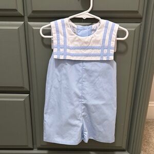 Baby Blue and White Romper Tbbc